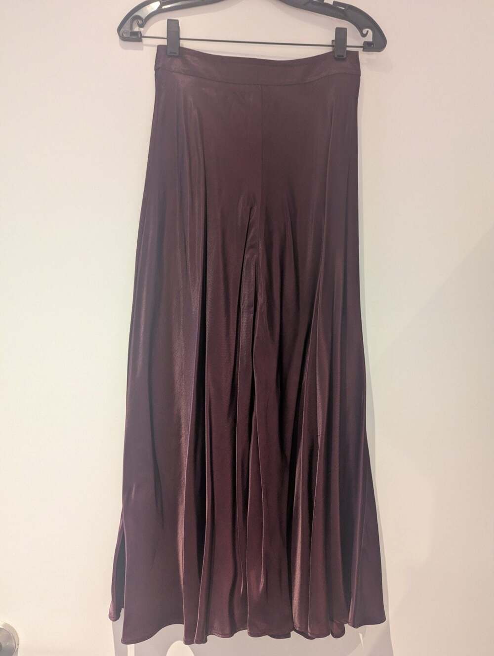Zara Satin Midi Skirt in Deep Plum